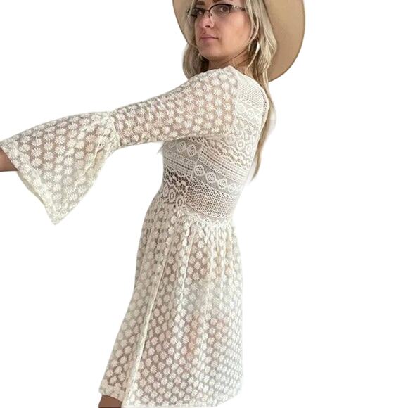 Chelsea & Violet Dresses & Skirts - Chelsea and Violet Cream Crochet Dress w/ Slip Melodie Size M